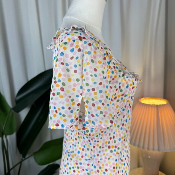 Vintage Y2K 100% Silk Polka Dot Midi Bias-Cut Princess Seam Dress size 10 - Picture 4 of 10